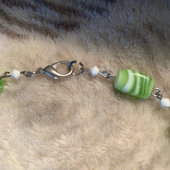 NWOT Silver and Green stone necklace and earring set - Picture 2 of 6